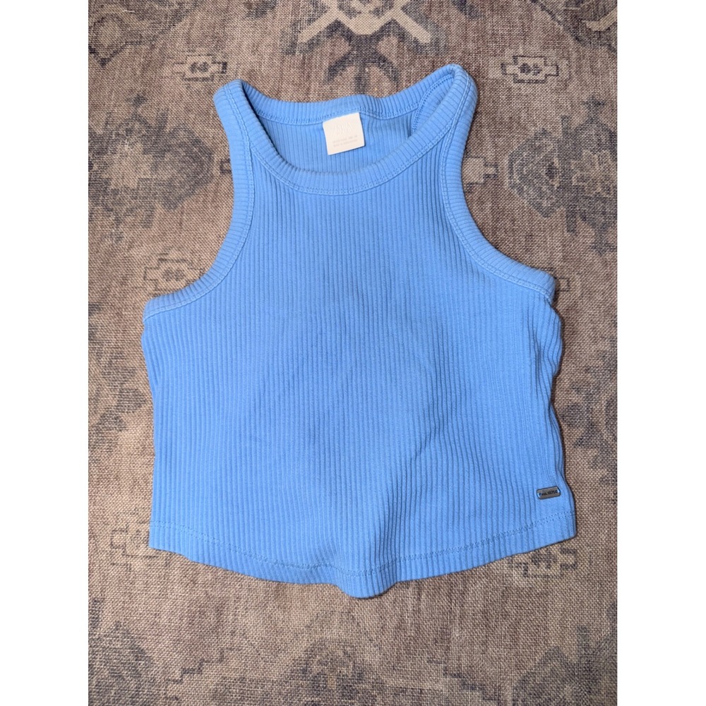 Zara Kids Light Blue Ribbed Racerback Tank Top Size 13-14 156cm